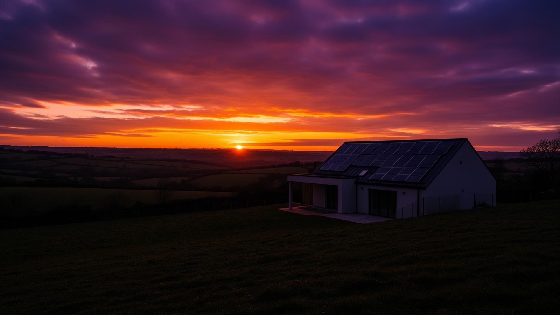 Sunset over British countryside